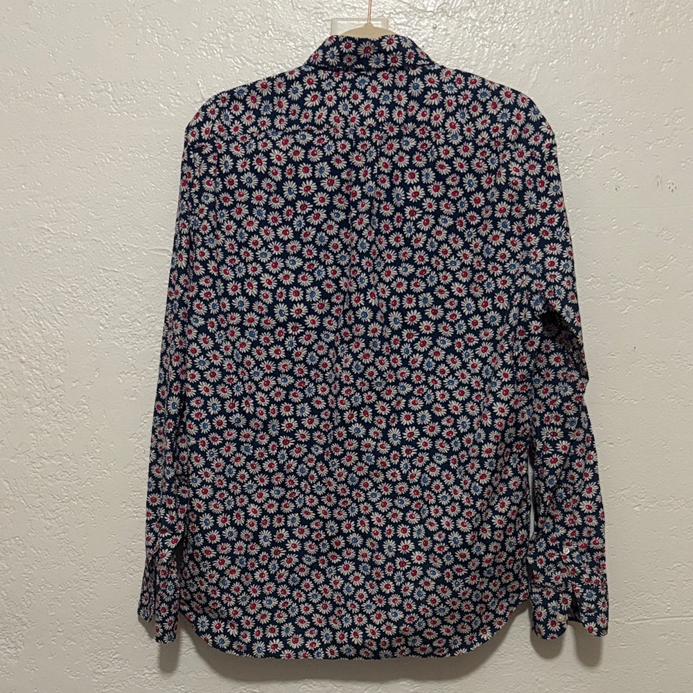 ππ§J. Crew 100% Cotton Floral Secret Wash Shirting Button Down Navy Shirt - Picture 7 of 7